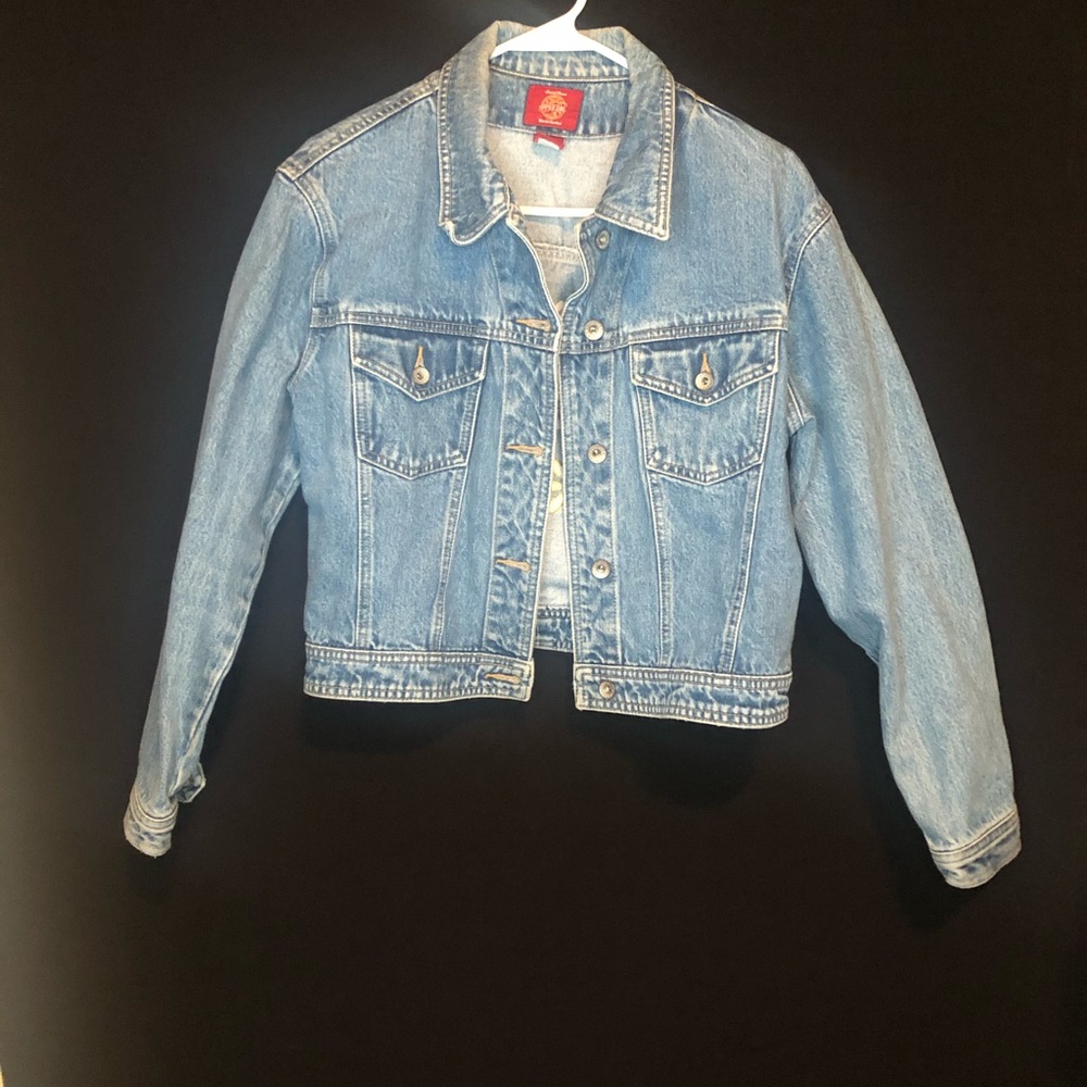 Denim Jacket with embroidered flowers in back